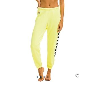Aviator Nation Check Leg Sweatpants - Neon Yellow (Women’s L)